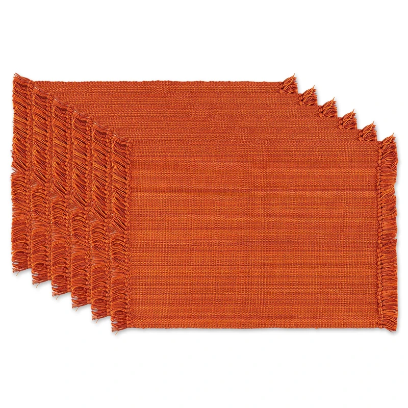 DII Variegated Tabletop Collection, Placemat Set3x19, Burnt Orange, 6 Piece