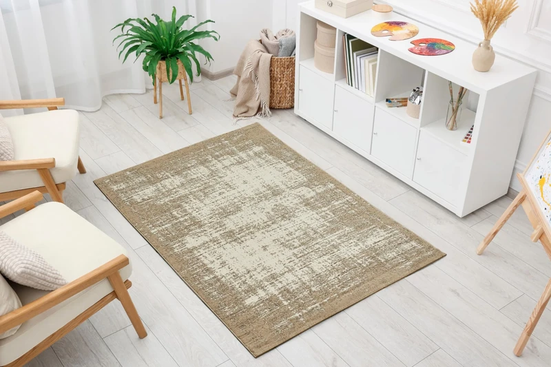 andiamo Woven Rug Modern Stylish Short Pile Rug Robust and Easy Care Made of 100% Polypropylene Suitable for Underfloor Heating and Robot Vacuum Cleaners 133 x 190 cm Stripes Beige