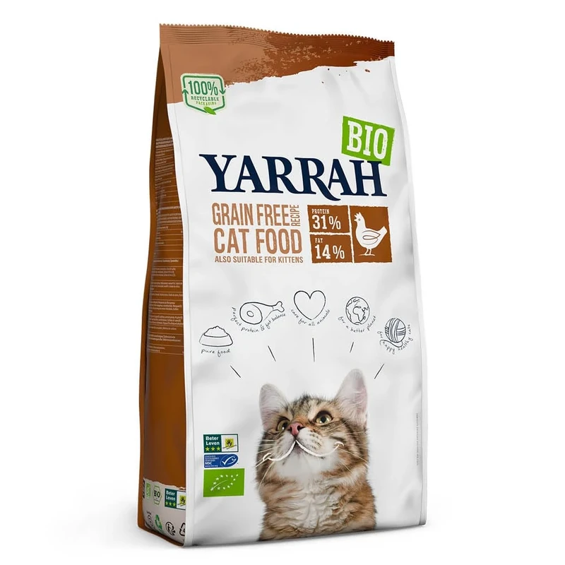 Yarrah Organic Dry Cat Food 6kg Grain-free cat food with chicken Suitable for all ages from kitten to adult cats