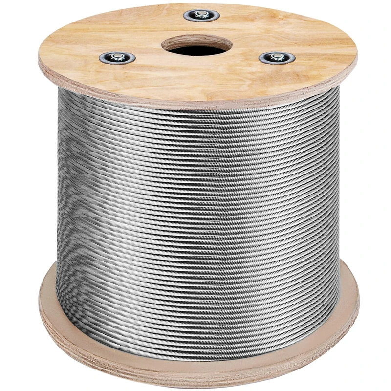 VEVOR T316 Stainless Steel Cable 1/8" 7x7 Steel Wire Rope Cable 500FT Cable Railing Transport Wire Rope Cable for Railing Decking DIY Balustrade