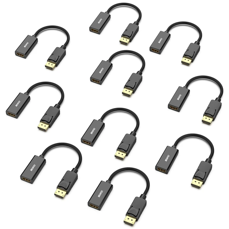 BENFEI Displayport to HDMI Adapter 10 Pack, Dp(Display Port) Male to Hdmi Female Converter with Audio for Lenovo, Dell, HP, Asus and other brand