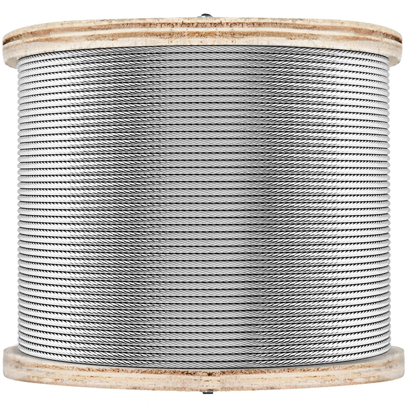 VEVOR Stainless Steel Wire Rope 150m-300m Steel Wire Rope T316 1/8 Steel Cable Corrosion Resistant and Shatterproof for Machinery and Medicine (150m/7x7)