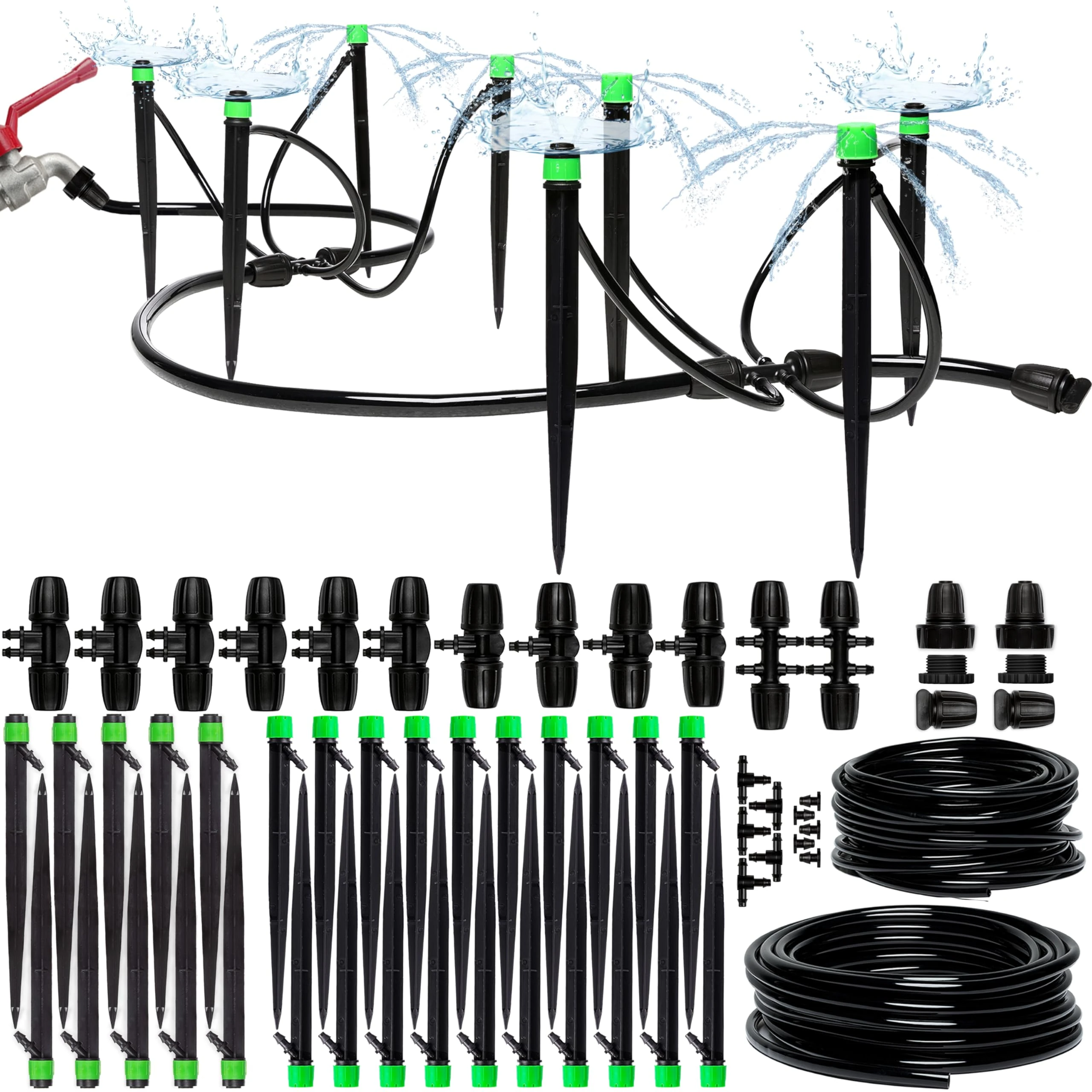 CARPATHEN Irrigation System Kit - Adjustable Premium Garden Watering System for Yard, Lawn, Greenhouse - Complete Drip Irrigation System with Drip Emitters, 1/4 Tubing and Connectors
