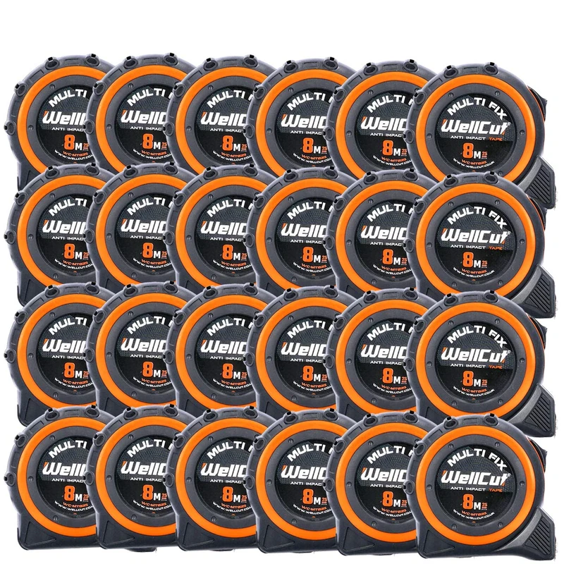 Wellcut 8M/26ft Pocket Tape Measure with Magnetic Hook, Anti-Impact Pack of 24