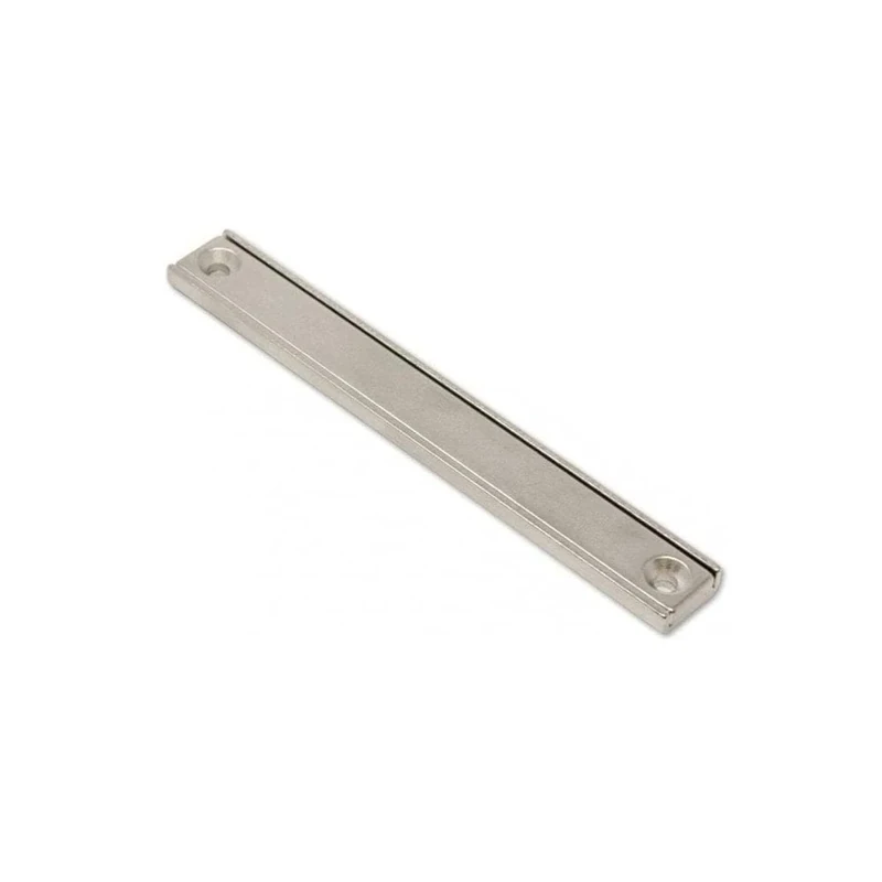 Neodymium Channel Magnet for Mounting or Securing, Door Latches, Licence Plate Holders and Signage - 100mm x 13.5mm x 5mm thick with 2x 3.3mm countersunk holes - 36kg Pull (Pack of 10)