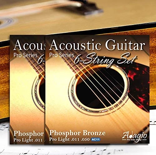 2 SETS! Adagio Professional Acoustic Guitar Strings 11-50 Phosphor Bronze (PACK OF 2 FULL SETS)