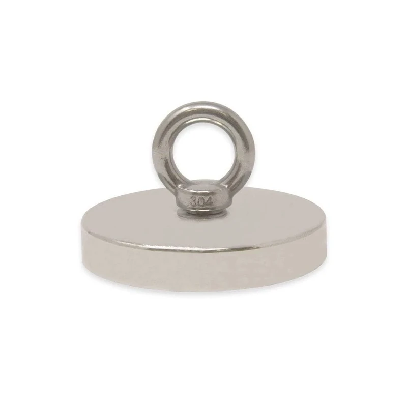 N42 Neodymium Pot Magnet with M12 Eyebolt for Magnet Fishing, Recovery and Treasure Hunting - 116mm dia x 20mm - 400kg Pull - Pack of 1