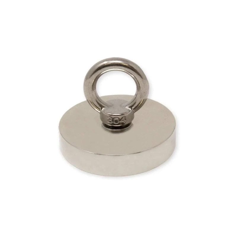 N42 Neodymium Pot Magnet with M10 Eyebolt for Magnet Fishing, Recovery and Treasure Hunting - 75mm dia x 15mm - 200kg Pull - Pack of 1