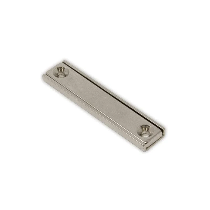 Neodymium Channel Magnet for Mounting or Securing, Door Latches, Licence Plate Holders and Signage - 60mm x 13.5mm x 5mm thick with 2x 3.3mm countersunk holes - 30kg Pull (Pack of 10)