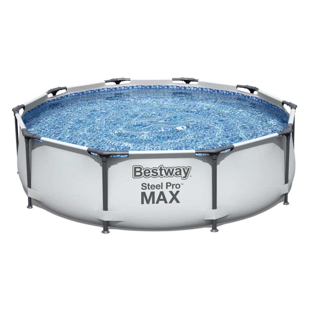 Bestway Steel Pro Max | Round Frame Swimming Pool with Filter Pump, Above Ground Frame Pools, Grey, 10’