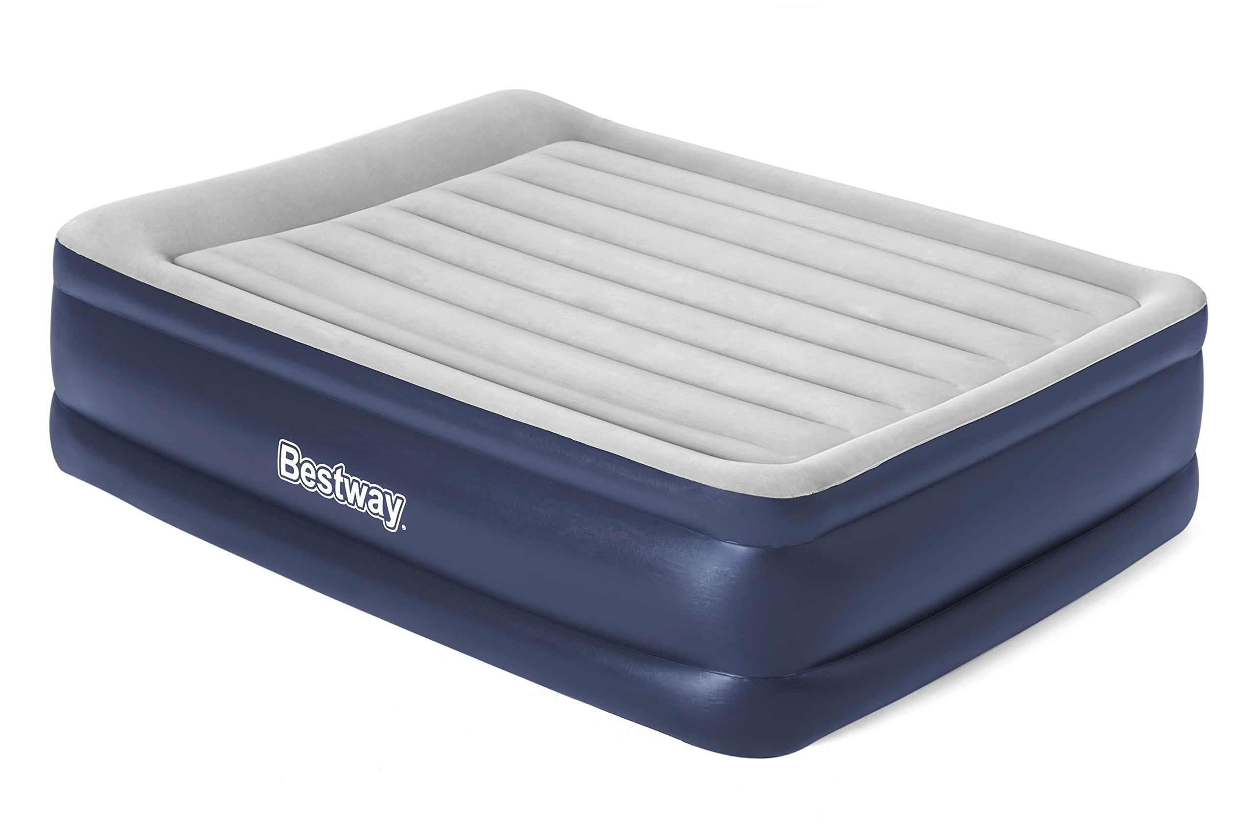 Bestway Tritech Airbed Inflatable Mattress with Built-In Fast Inflation integrated 220-240v Air Pump and Carrying Bag, Raised Height, 203 x 152 x 56cm - Queen