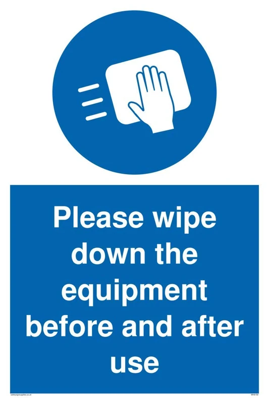 Please wipe down the equipment before and after use