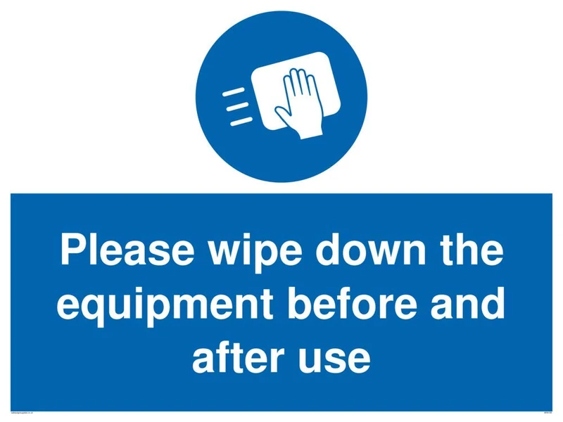 Please wipe down the equipment before and after use