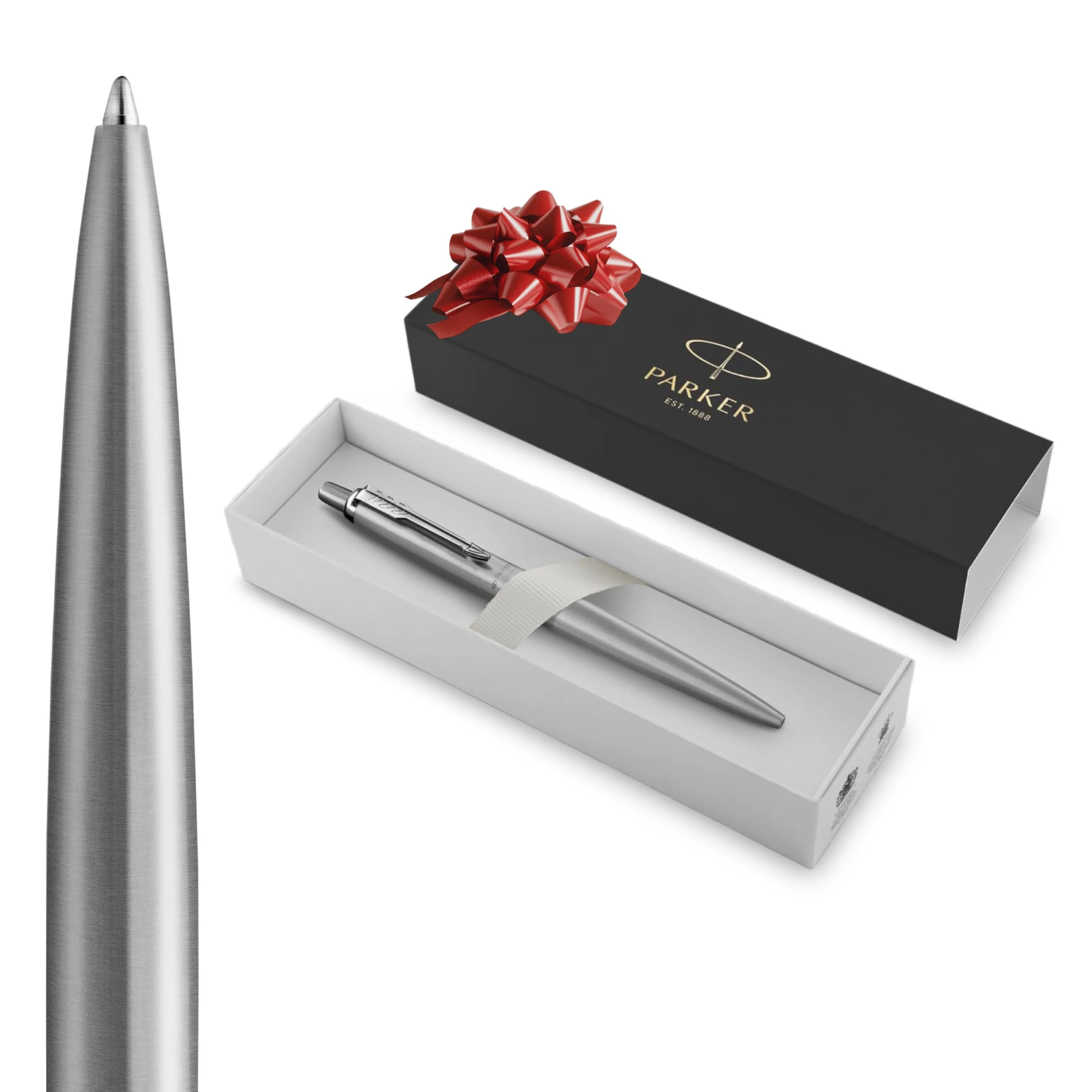 Parker Jotter XL Ballpoint Pen | Monochrome Stainless | Medium Point | Blue Ink | Gift Box