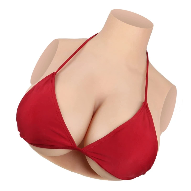 Liifun Crossdresser Breast Forms Silicone Breast Plate B-I Cup Fake Boobs Enhancer for Shemale Transgender, Color #1, E cup, Silicone Filler