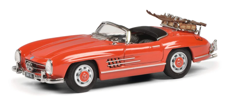 Schuco Mercedes Benz 300SL Ski Holiday with Suitcase and Ski, Model Car, 1:43, Red, Limited Edition