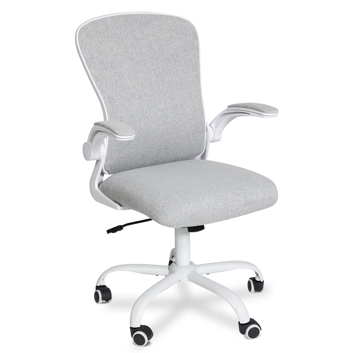 Fullwatt Ergonomic Desk Chair - Flip-up Armrest Mesh with Lumbar Support, Mid-Back for Home Office & Conference Rooms, Grey