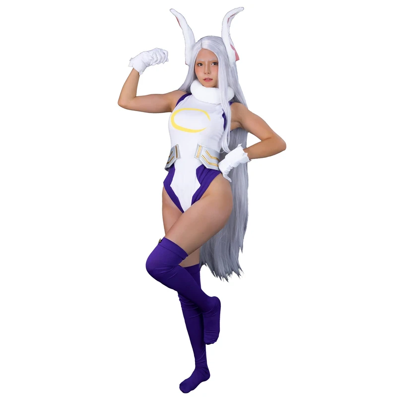Miruko bnha Cosplay Costume Rabbit Hero Mirko mha Bunny Costume My Hero Academia Bunny Hero - white - 2X/3X - Image 1