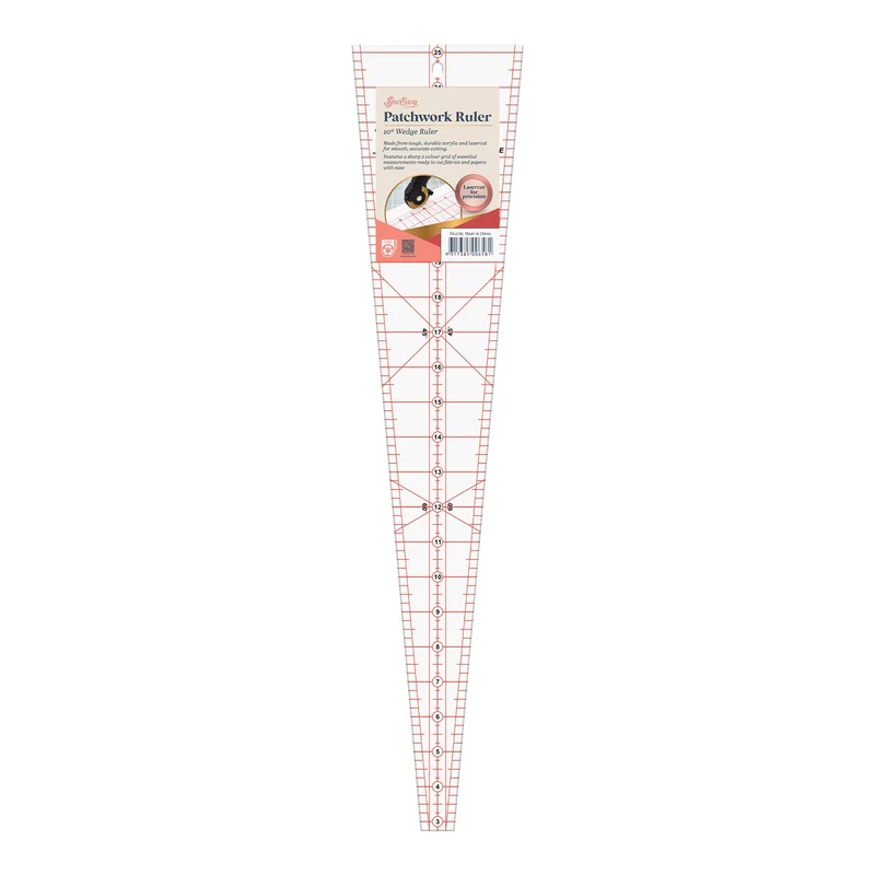 Sew Easy 10° Wedge Template – Quilting & Patchwork Rule for Applique Sewing, Transparent Acrylic Non-Slip