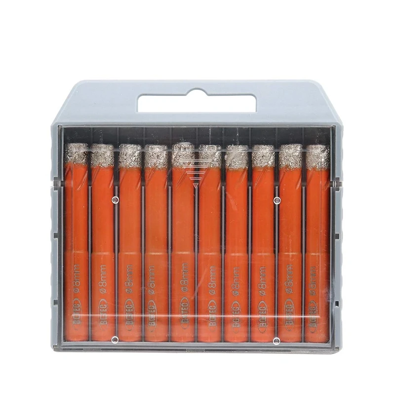 Dry Diamond Drill Bit Set,BGTEC 10pcs 8mm Hole Saw for Granite,Marble,Masonry, Concrete, Tile/Ceramic, Glass, Hard Plastic,Vacuum Brazed Diamond Core Drill Bit Kit