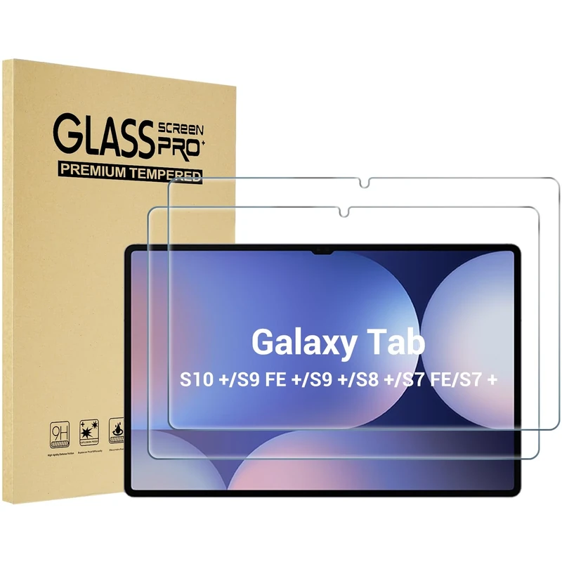 ProCase 2 Pack Screen Protector for Galaxy Tab S10 Plus 2024/Tab S9 FE Plus/S9 Plus/S8 Plus/S7 FE/S7 Plus 12.4 inch 2023, Tempered Glass HD Clear Film Guard for Tablet SM-X820/X610/X810/X800/T730/T970