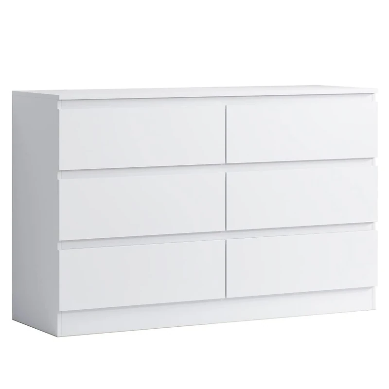FWStyle Modern 6 Drawer Chest, 40 cm Length x 120 cm Width x 77 cm Height, Matt White