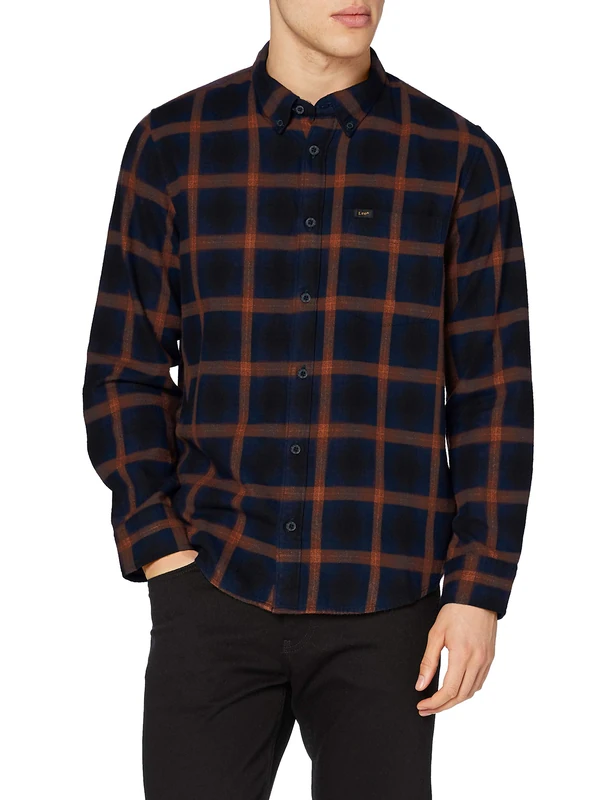 Lee Men's Button Down Shirts, Navy, XL