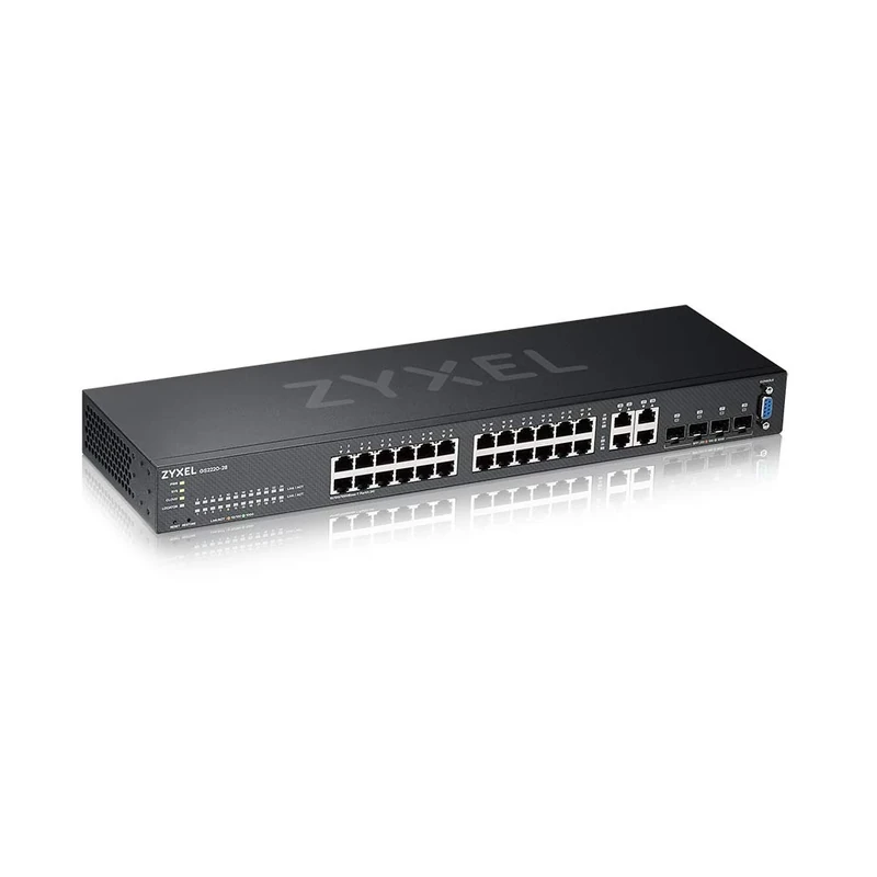 Zyxel 24-Port Gigabit Ethernet Layer-2 Managed Switch | Fanless Design | 4x Gigabit Combo Ports | Hybrid Cloud Mode [GS2220-28]