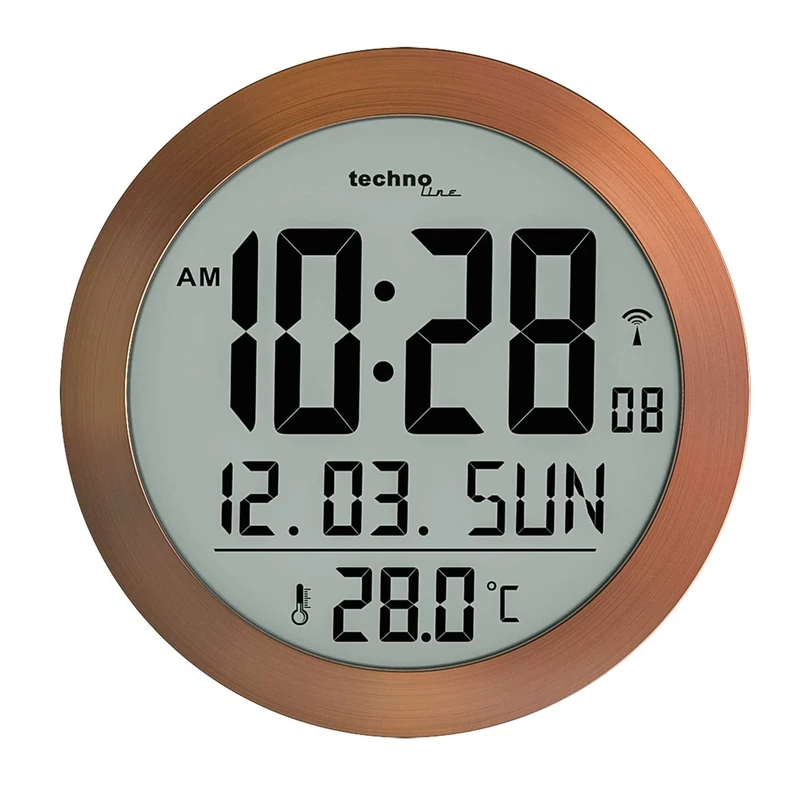 Technoline Digital Radio Wall Clock WS 8038, WT8038, Copper, Diameter 210 mm