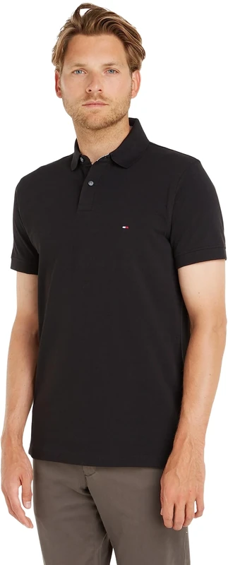Tommy Hilfiger Men’s Short Sleeve 1985 Regular Fit Polo Shirt, Black (Black), XXL