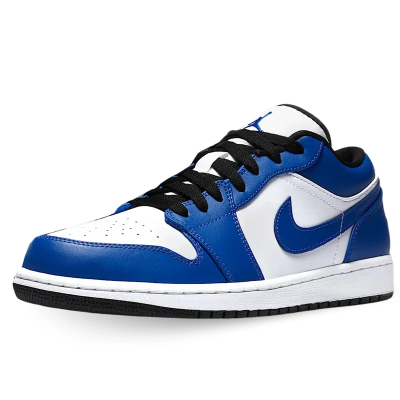 Nike AIR JORDAN 1 LOW, Men's Basketball Shoe, White Hyper Royal Black, 10 UK (45 EU)