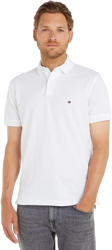 Tommy Hilfiger Men’s Short Sleeve 1985 Regular Fit Polo Shirt, White (White), XL