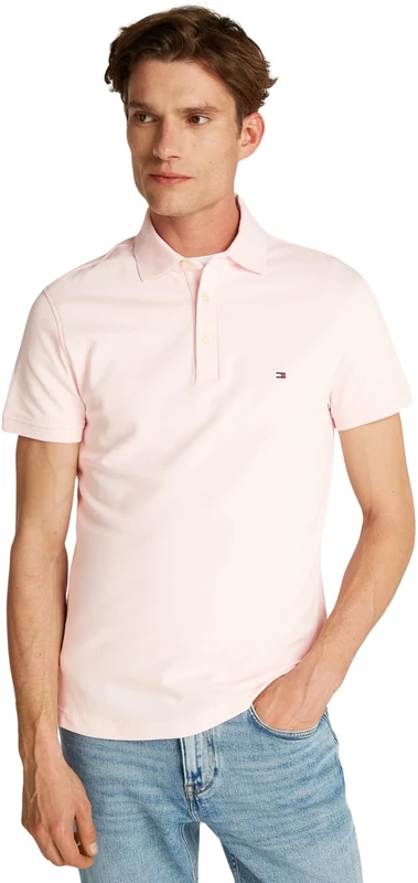 Tommy Hilfiger Men’s Short Sleeve 1985 Slim Fit Polo Shirt, Pink (Light Pink), M