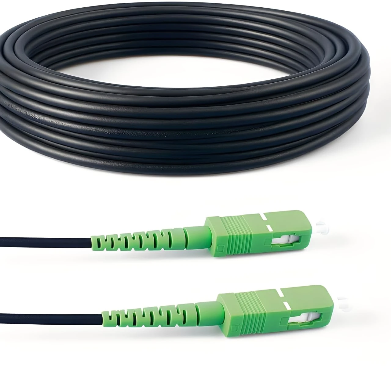 Elfcam - 5M Armored Fiber Optic Cable SC/APC to SC/APC Simplex Singlemode, Compatible with FTTH Cables, 5M /16.4ft
