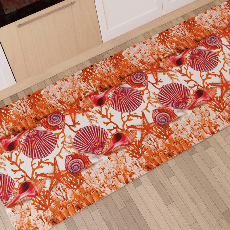 Tappeto Cucina Digitale Kitchen Rug, Non-slip Kitchen Rug, Printed Kitchen Rug, Red Coral 52x340 cm