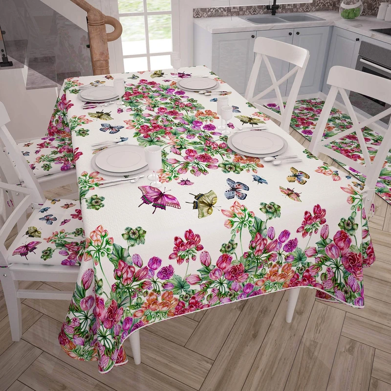 PETTI Artigiani Italiani Tablecloth Stain-resistant Kitchen Table Cover 140x450 cm Flowers