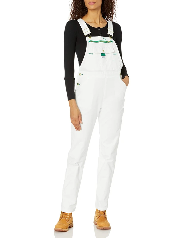 Liberty Women's Washed Duck Bib Overalls, White, Large - Image 1