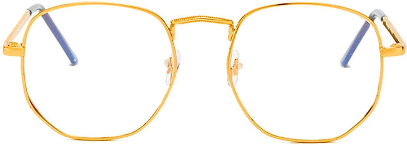 Riccardo Materossi® - Premium 99.9% Blue Light Blocking Glasses - Reduce Headaches and Improve Sleep - UK Based Brand (Hexagon Gold Frame)