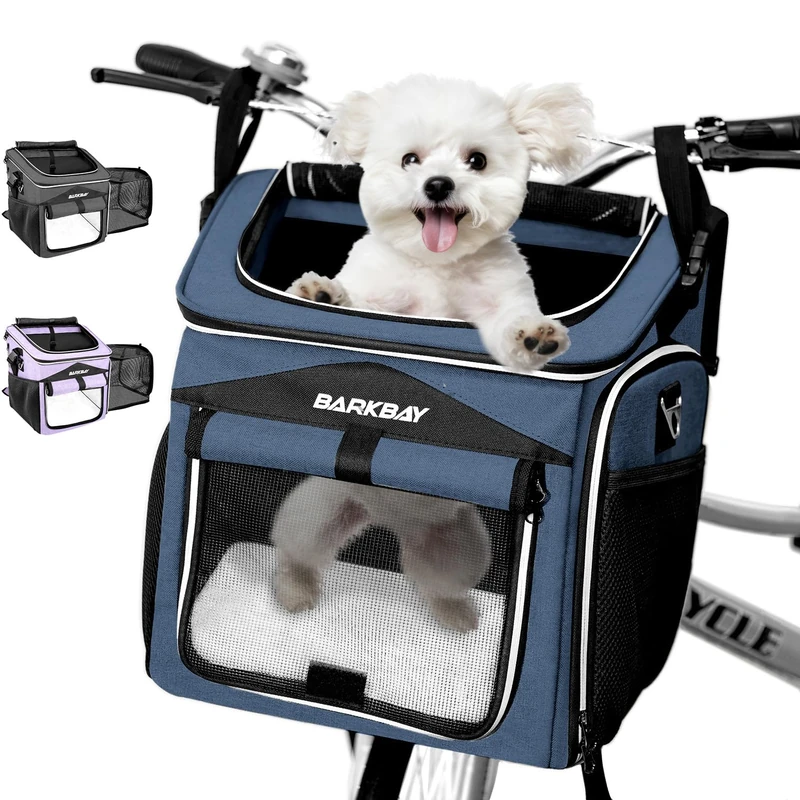 Expandable Foldable Soft-Sided Dog Carrier, 2 Open Doors, 5 Reflective Tapes, Pet Travel Bag, Safe and Easy for Small Medium Cats and Dogs (Blue)