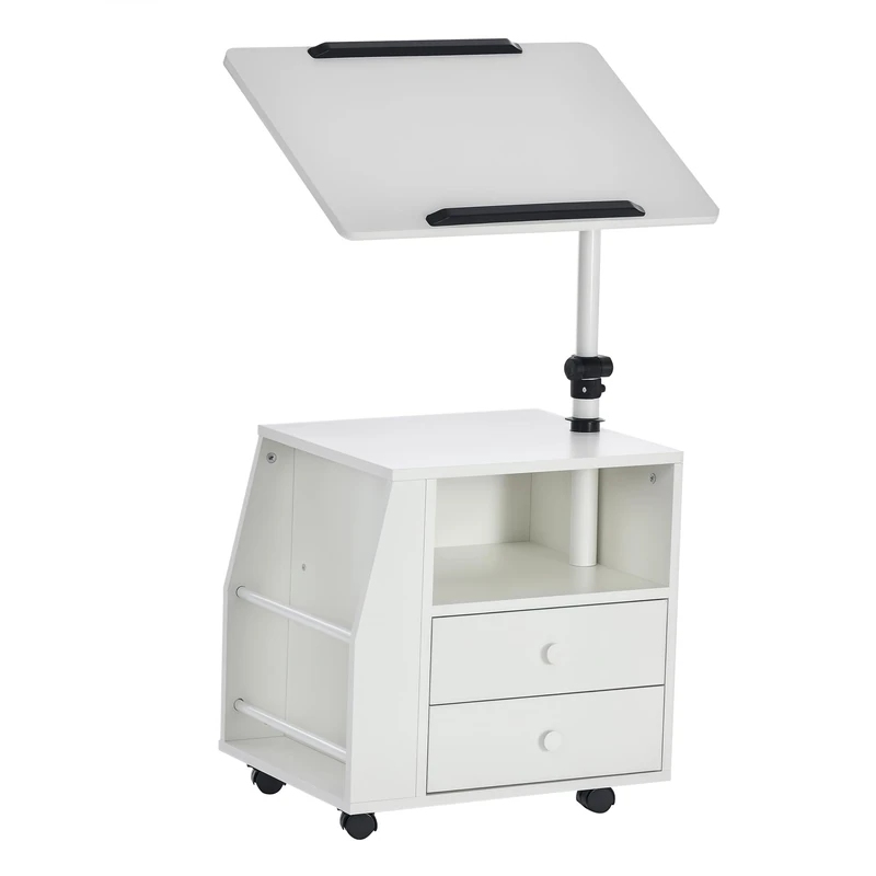 HOMCOM Functional Swivel Bedside Table End Table Side Table for Living Room Nightstand for Bedroom