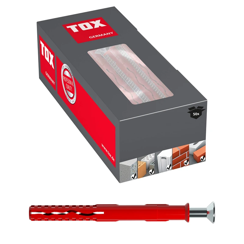 TOX Frame Dowel facad SK 10 x 100 mm, countersunk Head, 50 Pieces, 062101411, Red, 10x100 mm