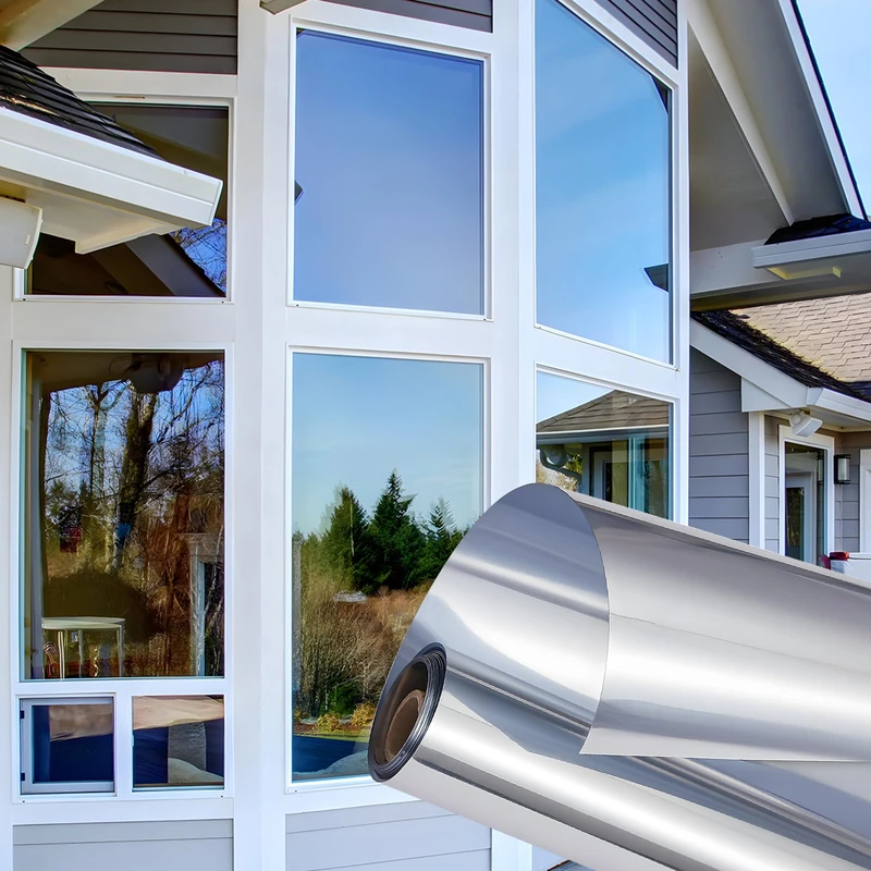 Coavas Reflective Window Film Privacy: Window Tint for Home Sun Blocking Daytime Privacy Window Tinting Film Anti UV Heat Blocking Window Film Static Cling 35.4x78.7 Inch