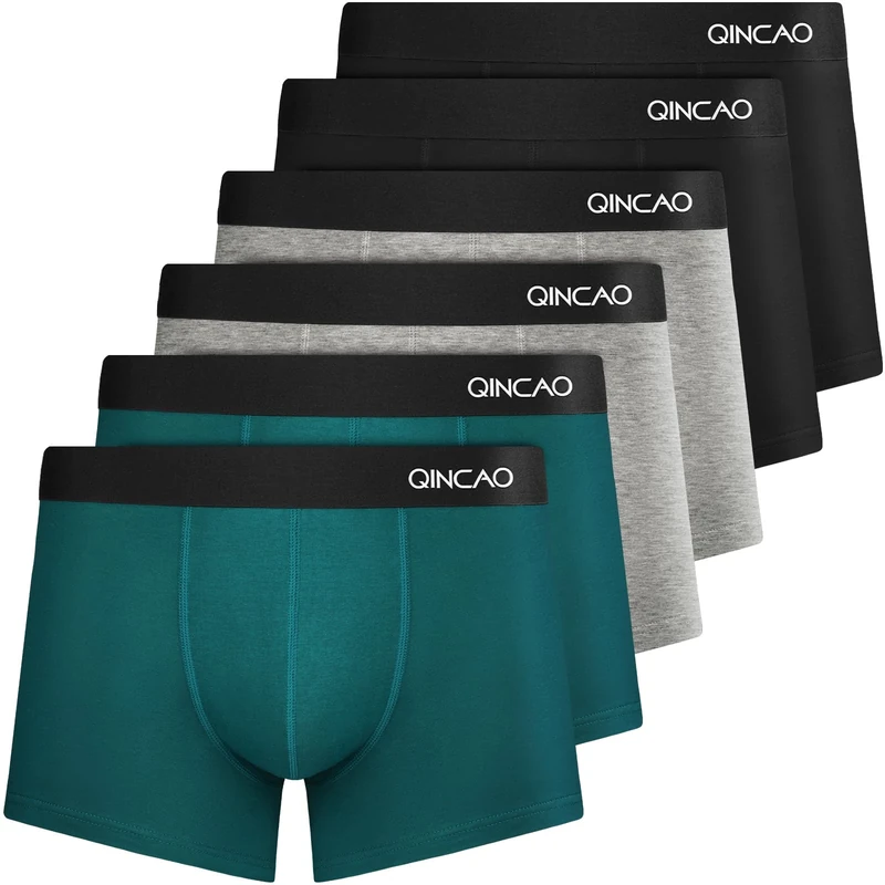 QINCAO Boxer Shorts Mens 6 Pack, No Itchy Labels, Cotton Underwear Retro Trunks, Underwear Gift Set