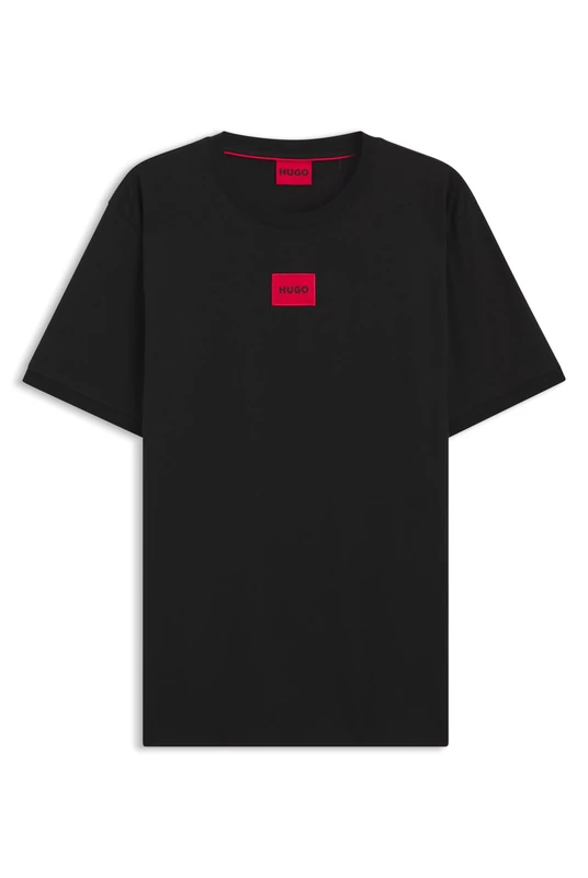 HUGO Mens Diragolino212 Regular-fit Cotton T-Shirt with red Logo Label