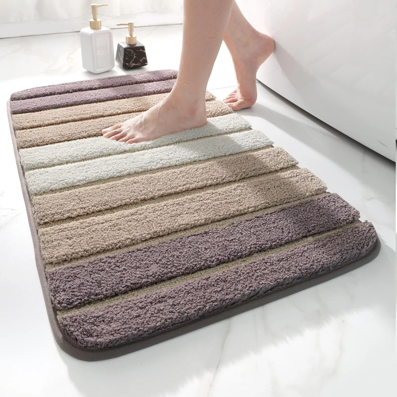 DEXI Bath Mat 40x60 cm - Soft Microfiber, Non-Slip, Washable Beige