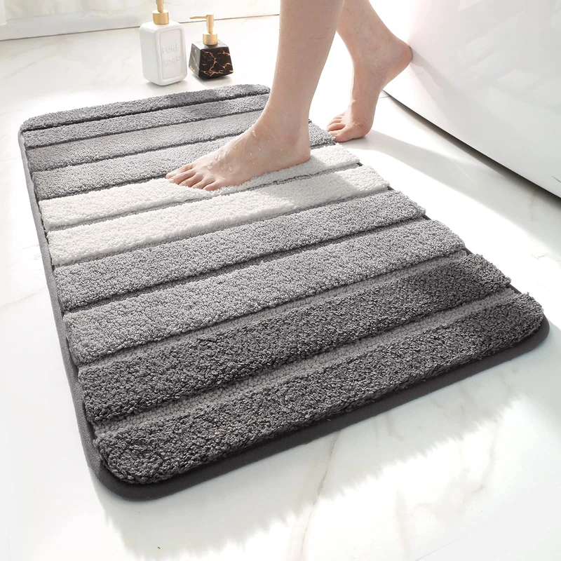 DEXI Soft Microfiber Bath Mat 40x60 cm - Extra Absorbent, Non Slip Grey