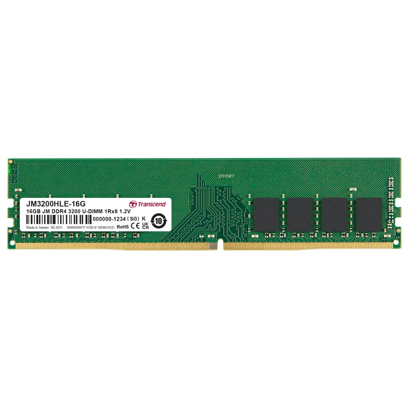 Transcend JetRam 16GB DDR4 RAM 3200MHz Unbuffered Long-DIMM 1Rx8 CL22 1.2V, JM3200HLE-16G