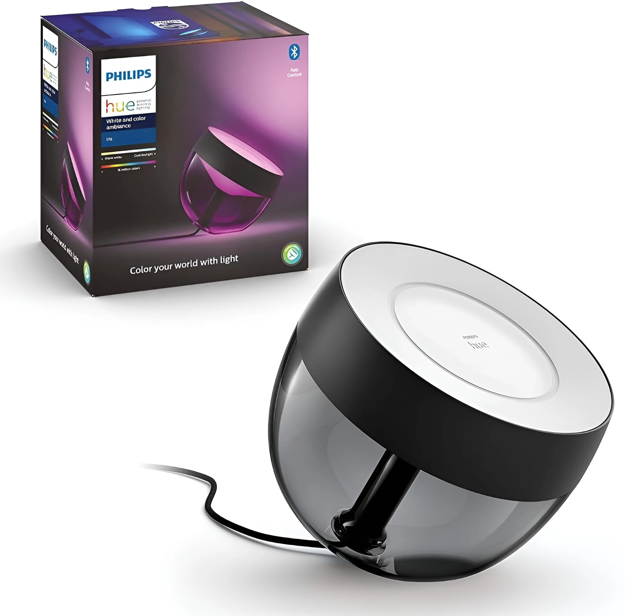 Philips Hue Iris White and Colour Ambiance LED Smart Table Light [Black - Iris only] with Bluetooth, Works with Alexa, Google Assistant and Apple Homekit