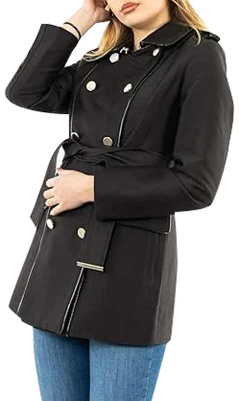 Morgan Belted Straight Trench Coat, Black, UK 12