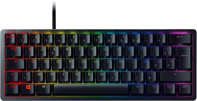 Razer Huntsman Mini (Switches Purple) - 60% Compact Gaming Keyboard (Opto-Mechanical Clicky Switches, PBT Keys, Detachable USB-C Cable) AZERTY Keyboard | Black